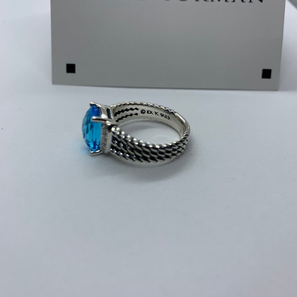 David Yurman Petite Blue Topaz Wheaton Ring Size 7 - Picture 4 of 5